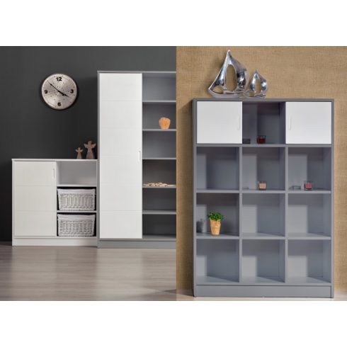 Faktum Alda Selyemszürke 2 osztású szekrény - Arctic szürke / selyemfényű fehér 