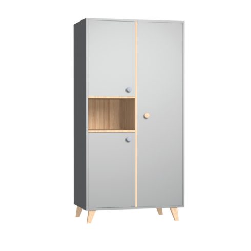 Faktum Colette Szürke 2 osztású szekrény - Arctic szürke/Sonoma tölgy 