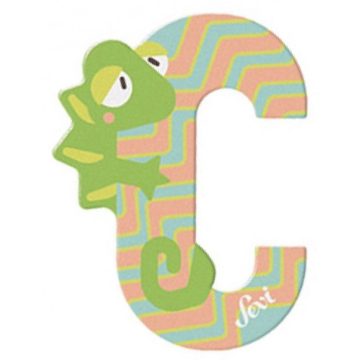 Sevi Fa betű állatos - C türkizkék / narancssárga