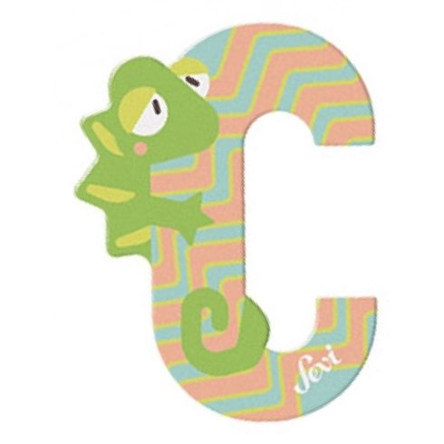 Sevi Fa betű állatos - C türkizkék / narancssárga